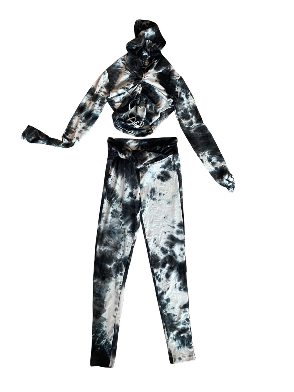Streetwear Society Black & White Tie-Dye High-Waist Leggings Set
